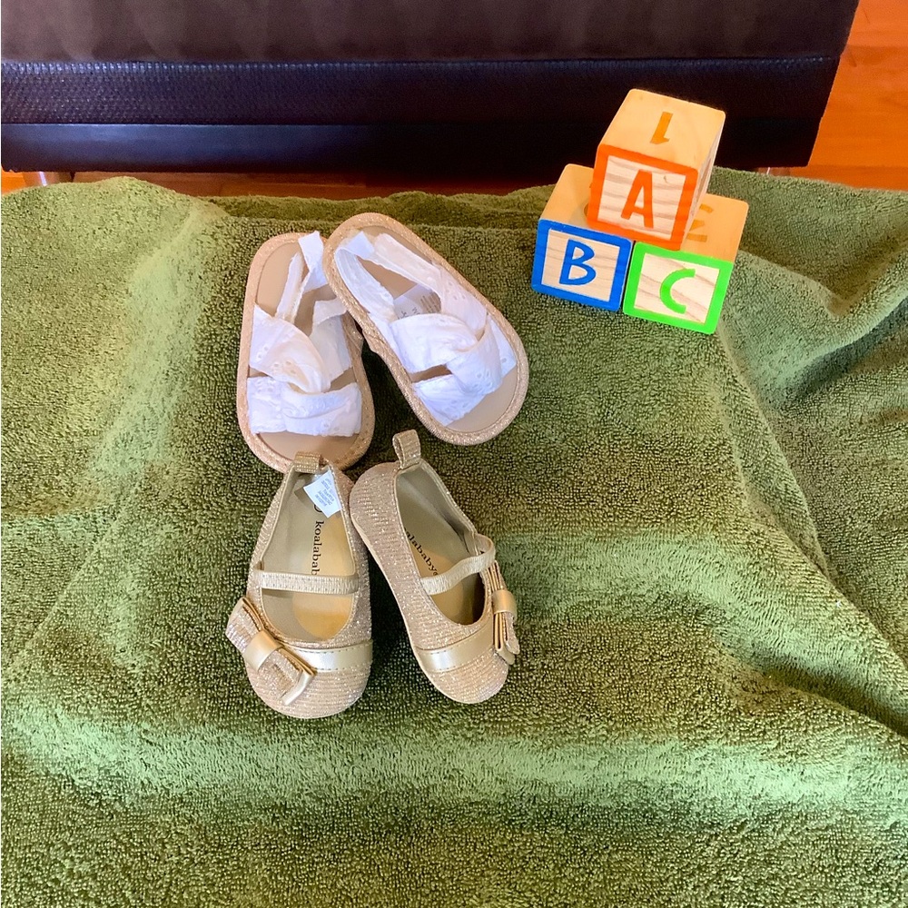 BUNDLE! Two Pairs of Little Girls Sandals Size 0-3M And Size 1